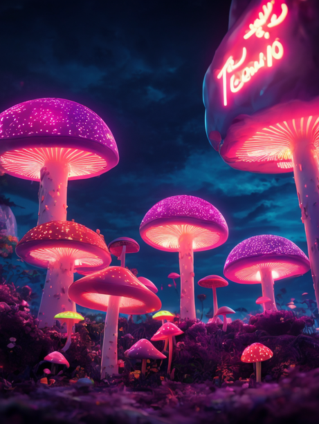魔幻神奇的发光蘑菇