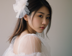 光影，日系女孩，白色薄纱