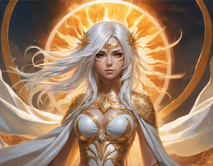 白发太阳女神动漫形象