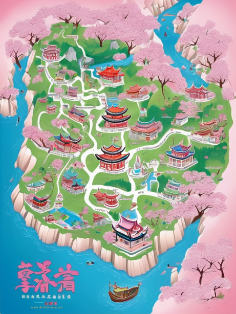 地貌信息图卡通插画