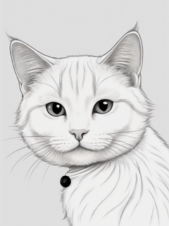 joey moya的《快乐的猫，头上有一只鸟》，以极简主义绘画的风格，白色背景，超细细节，创造性的公共归因，mori kei，绘画插图，平静的脸，ar3:4，卡通绘画，极简笔触