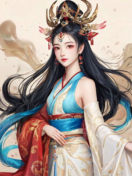 敦煌女神神话人物国风插画
