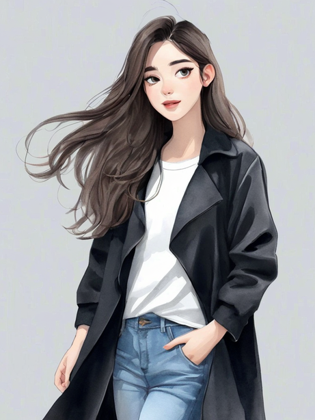 极简休闲卡通人物全身插画