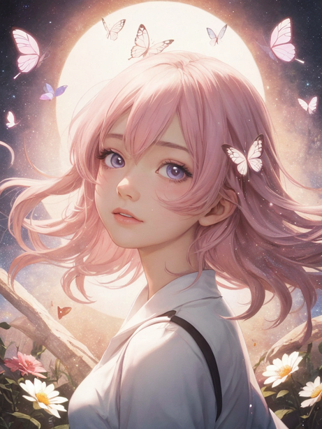 清透质感动漫蝴蝶少女头像