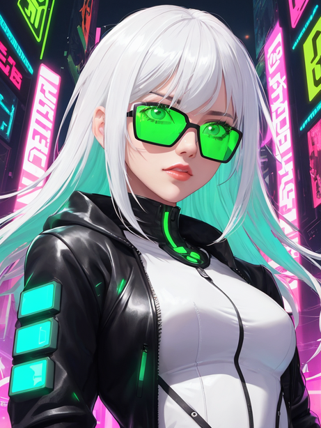 现代未来感白发少女动画人物