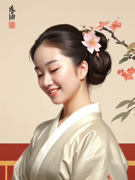 中式古典美女工笔人物画