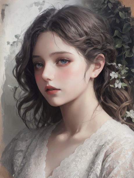 阳光下的少女古典油画