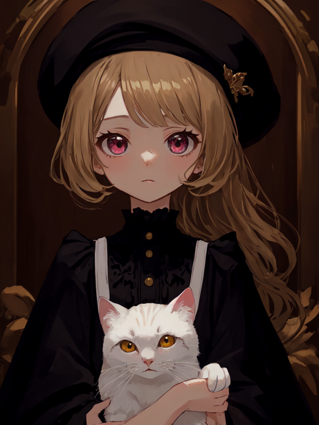 黑色哥特风动漫女生插画