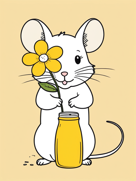 二次元画风可爱的花枝鼠插画