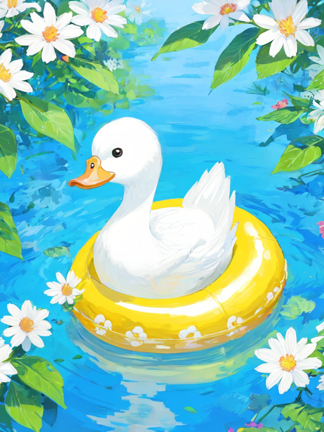 “春江水暖鸭先知”可爱插画