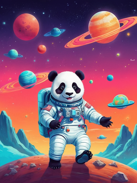星球上的熊猫宇航员插图