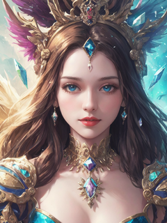 lydia tss, v4 portrait, u5 portrait, in the style of colorful fantasy realism, made of crystals, desertpunk, dollcore, close up, eerily realistic, playful motifs