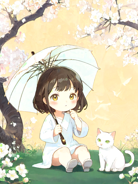 卡通可爱治愈小女孩插画壁纸