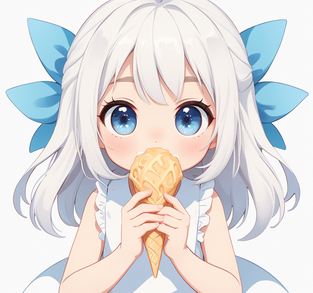 吃甜筒的小女孩动漫插画