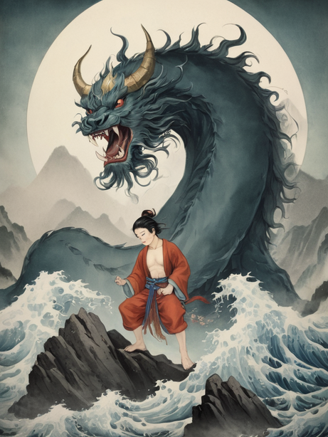 山海经神兽与小男孩