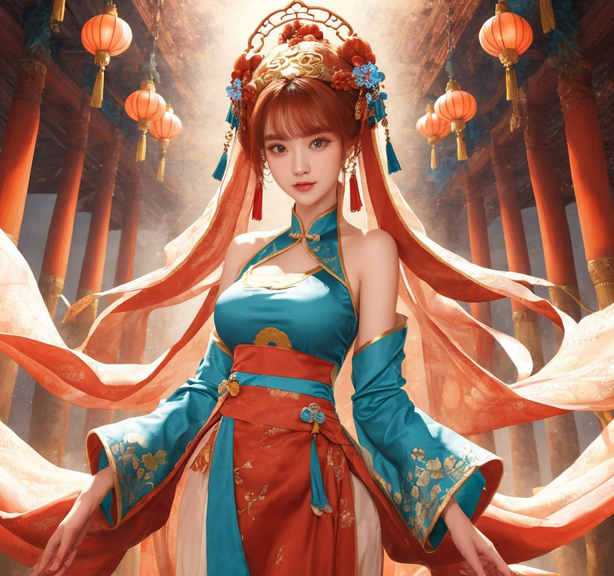 中式背景汉服美女游戏角色