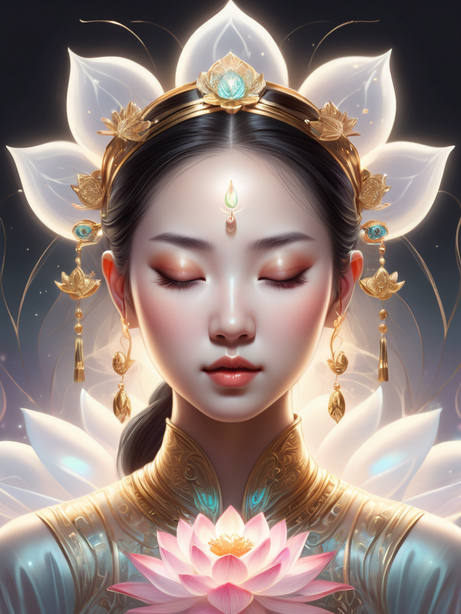 幻想艺术莲花女神数字插图