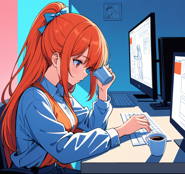 手绘动漫风格办公插画