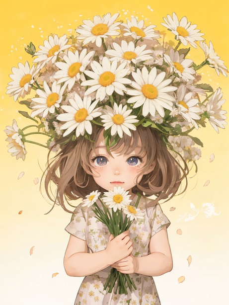 戴小雏菊花环的小女孩头像