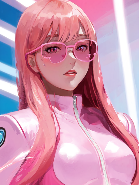 y2k美学粉色动漫女孩肖像