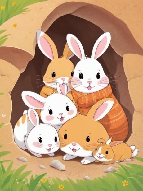 兔子一家人儿童读物插图