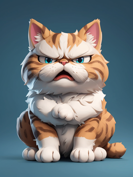 3D逼真模型坏脾气的猫