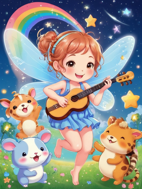可爱的动物演奏会儿童插画