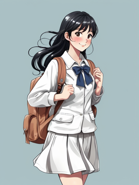 清纯可爱的高中生卡通插画
