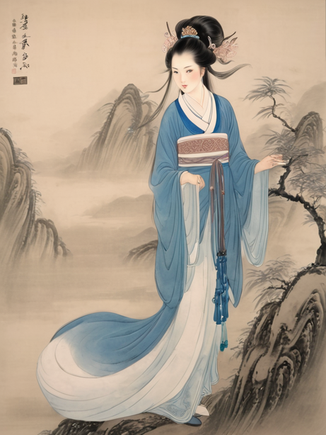 古代女子画像工笔国画