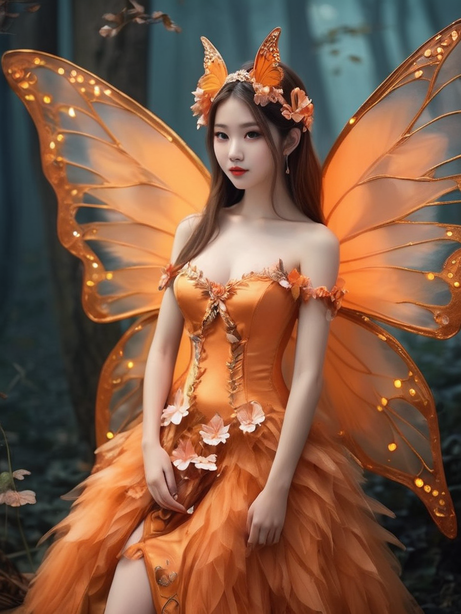 橙色蝴蝶仙子造型美女