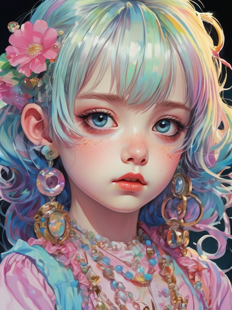 精致明亮的宫廷混血少女