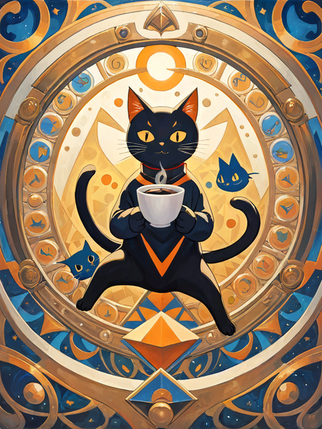怪诞艺术风格猫咪绘画