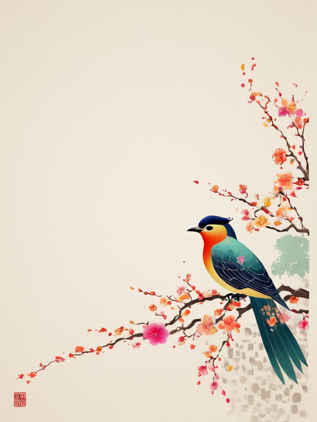 高级配色国画花鸟图