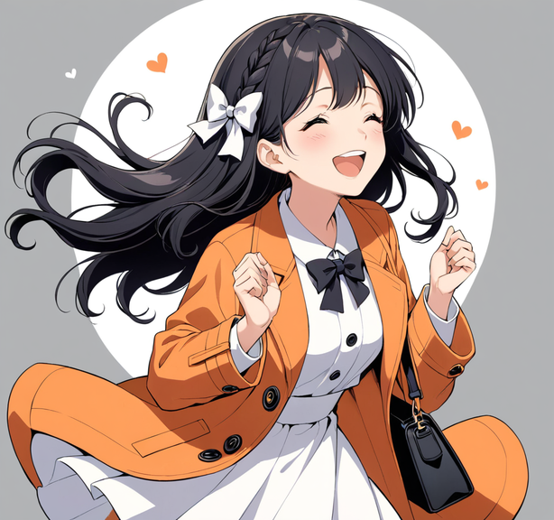 开心的小女孩卡通人物插画