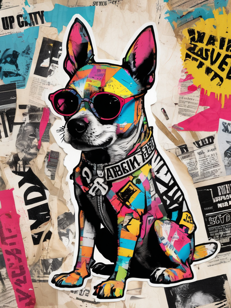 彩色简笔画法国斗牛犬插画
