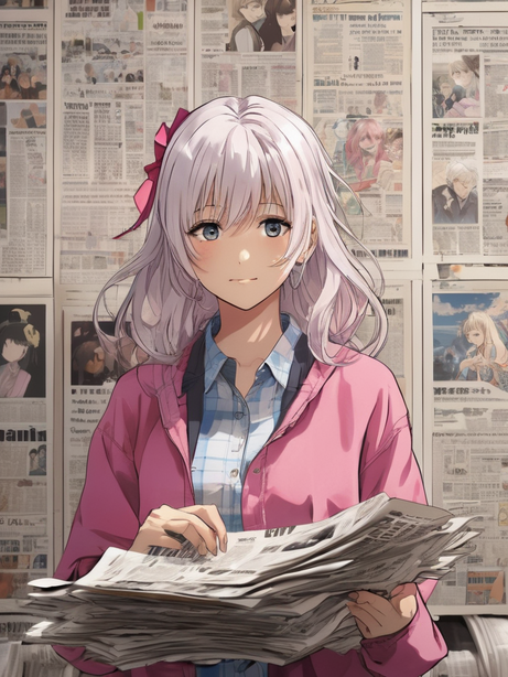 粉色上衣的日系动漫女孩
