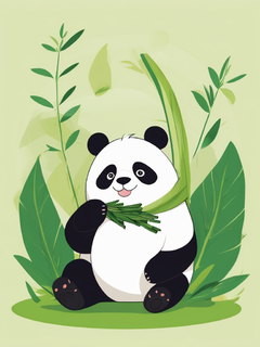 卡通插画，绿色，粽子与熊猫，创意，卡通图
