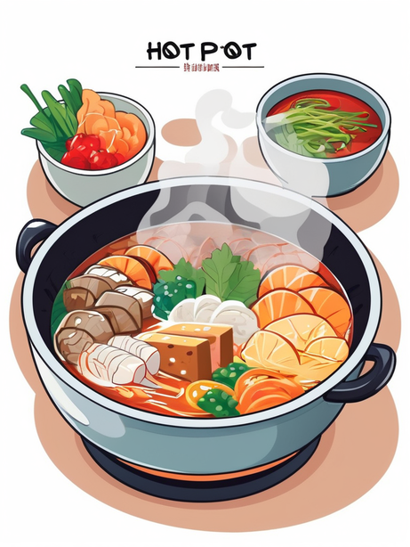 矢量扁平的火锅插画