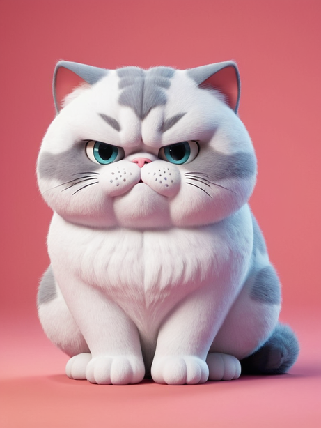 3d卡通风格生气的猫模型