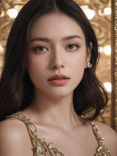 美妆模特拍摄，背对着照镜子，广告拍摄，年轻貌美，超有气质，超高清，8k