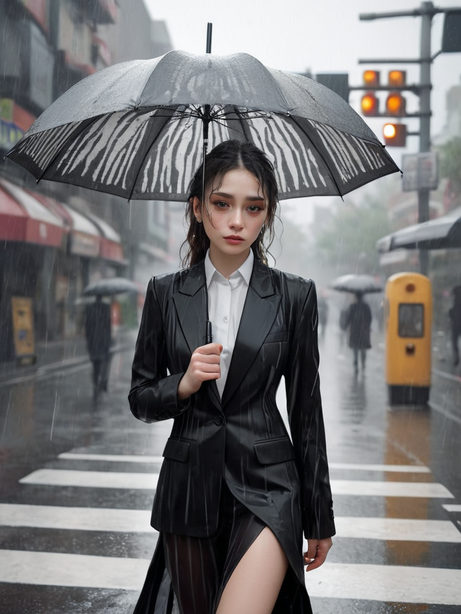 黑色西装女模特艺术氛围照