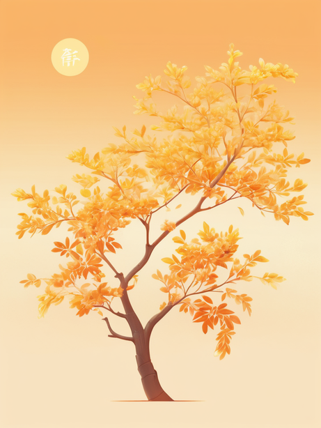 中式美学金秋风景平面插画