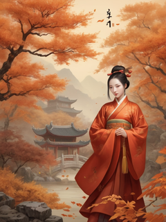 标题“Autumn”，中式美学，国风，24节气