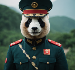 大熊猫  中国军装 中国战士