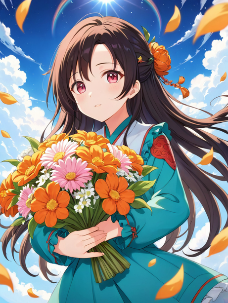 捧花的女孩动漫卡通头像