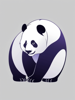 山脉，一只熊猫背影，白色渐变，矢量图，卡通头像