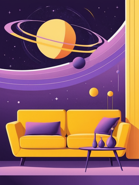 未来主义紫色星球简约插画
