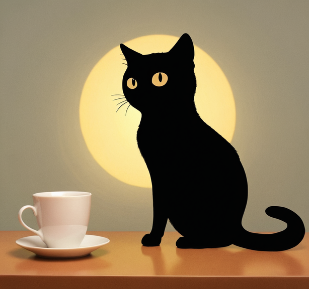 可爱的黑猫扁平插画