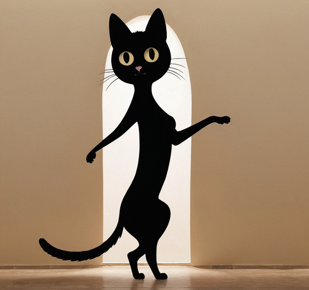 卡通黑色搞怪猫咪矢量图