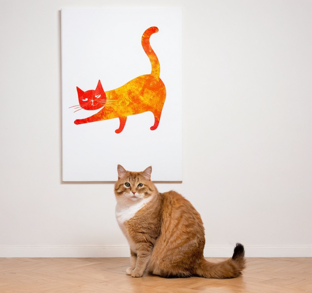 可爱搞怪的猫咪与自画像